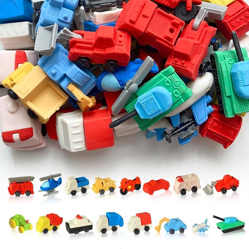 Kaemi 32 Pcs Car Erasers Desk Pets for Kids Classroom Prizes Fun Cool 3D Puzzle Erasers Bulk Mini Cute Pencil Eraser Pals Toys for Party Favors Treasure Box Goodie Bag Stuffers - Image 1